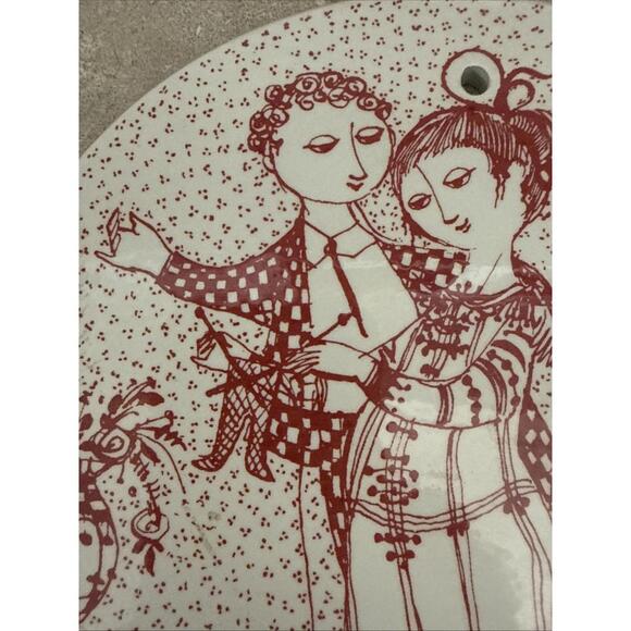 Vintage 1960s Red Bjorn Wiinblad Nymolle Denmark November Trivet Wall Plate - Picture 3 of 6
